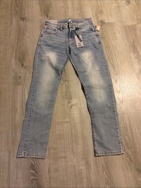Men's Slim Straight Light Blue Jeans - Classic Washed Denim